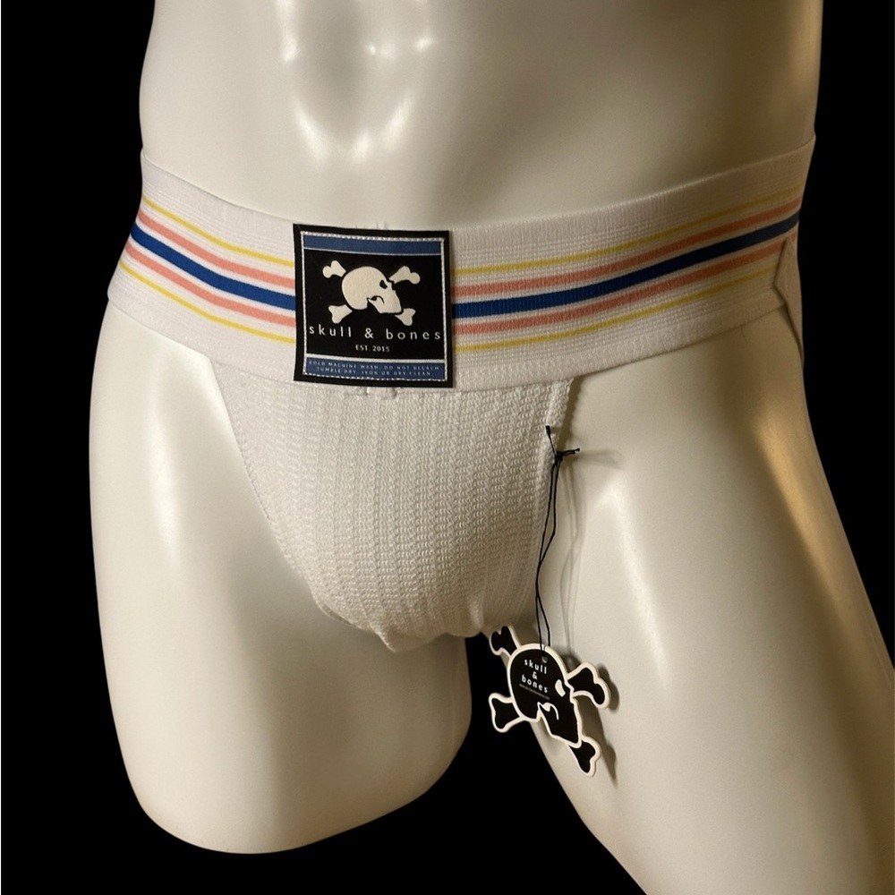 White Briefs with Rainbow Accents and Elastic Waistband